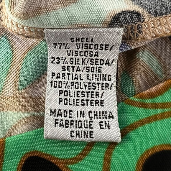 Tibi Womens Green Paisley Long Sleeve Dress Silk Blend Psychedelic Print size M - Picture 10 of 12